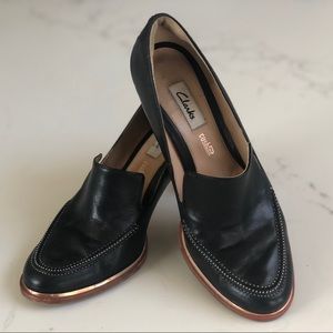 Black Loafer Block Heels